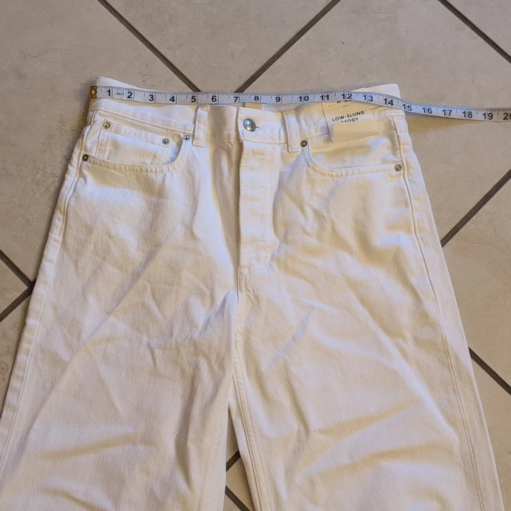 NWT Madewell Low-Slung Baggy Jeans Pure White Rigid Denim With Cuff Size 25 - Picture 8 of 13